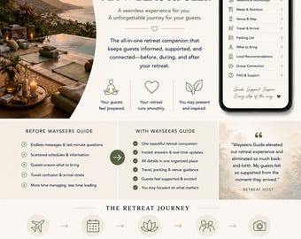 Retreat Planner | Retreat Itinerary Organizer | Destination Guest Guide (Digital Companion)