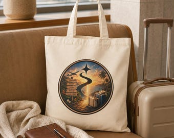 Reise Tote Bag, Fernweh Flug Abenteuer Strand Urlaub Canvas Bag
