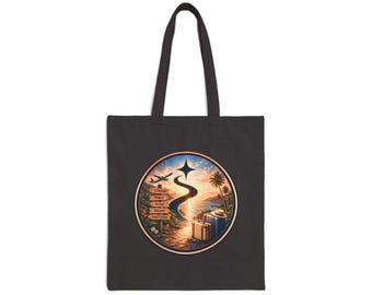 Travel Tote Bag, Wanderlust Flight Adventure Beach Vacation Canvas Bag