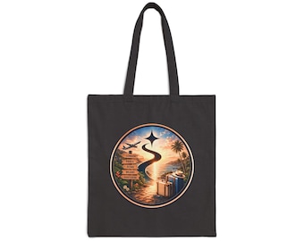 Travel Tote Bag, Wanderlust Flight Adventure Beach Vacation Canvas Bag