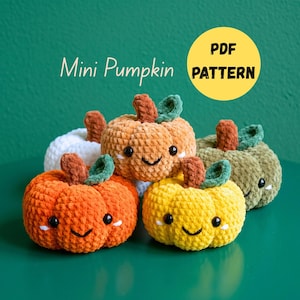 Virkat pumpamönster PDF, nybörjarvänlig Halloweendekoration, mini bondgårdshöstpumpa, enkel gotisk plyschleksak gör-det-själv direktnedladdning