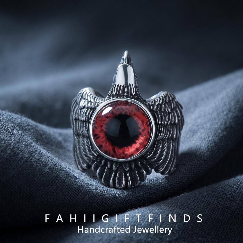 Red Eye Skull Ring - Etsy