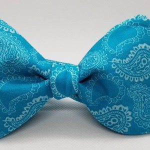 Turquoise Paisley Designer Freestyle BowTieByEDJ image 1