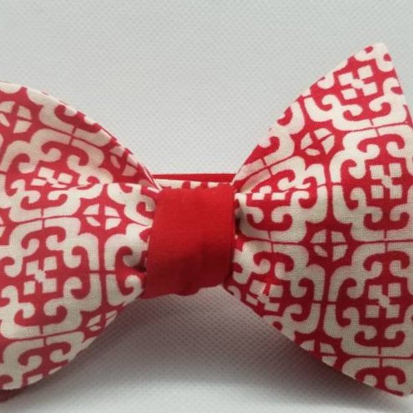 Red and White Designer Freestyle BowTieByEDJ