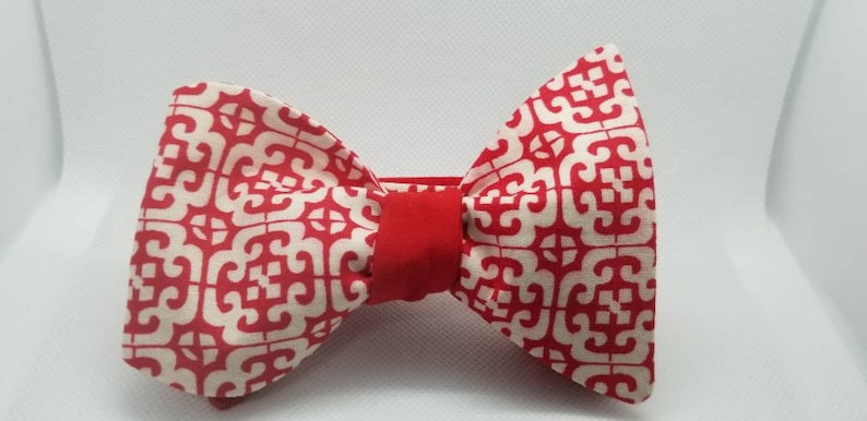 Red and White Designer Freestyle BowTieByEDJ image 1