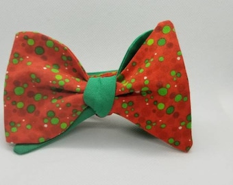 Orange and Green Polka Dot Designer Freestyle BowTieByEDJ