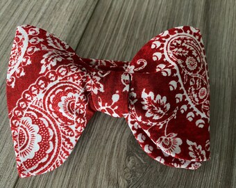 Red Paisley Butterfly Freestyle BowTieByEDJ