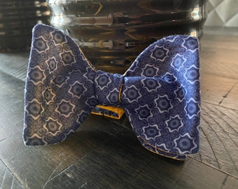 Blue and Yellow Designer Freestyle BowTieByEDJ