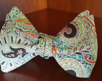 Light Brown Paisley Designer Freestyle BowTieByEDJ