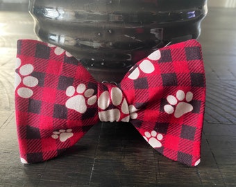 Dog Paws Designer Plaid Freestyle BowTieByEDJ