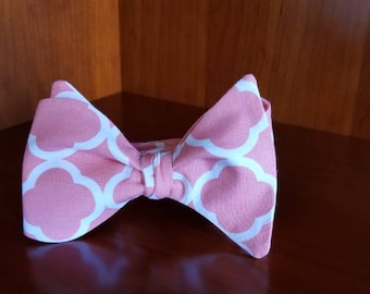 Peach and Cream Paisley Designer Freestyle BowTieByEDJ