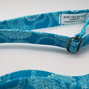 Turquoise Paisley Designer Freestyle BowTieByEDJ image 5