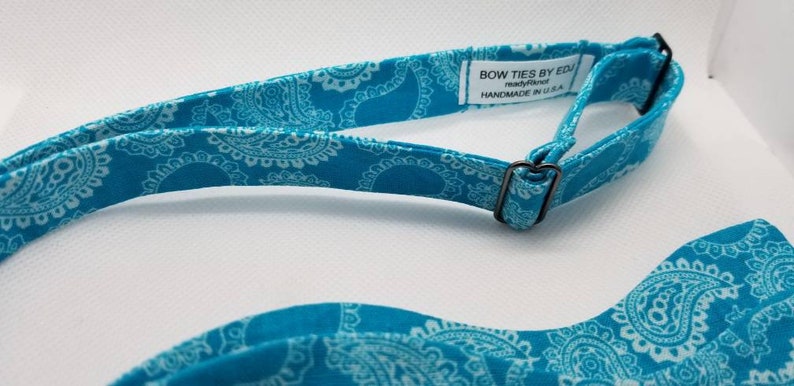 Turquoise Paisley Designer Freestyle BowTieByEDJ image 5