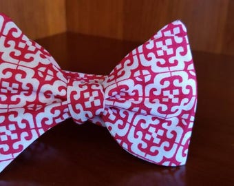 Red and White Designer Freestyle BowTieByEDJ