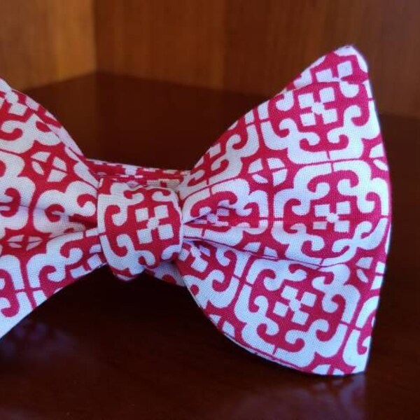 Red and White Designer Freestyle BowTieByEDJ