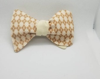 Khaki Designer Plaid Freestyle BowTieByEDJ