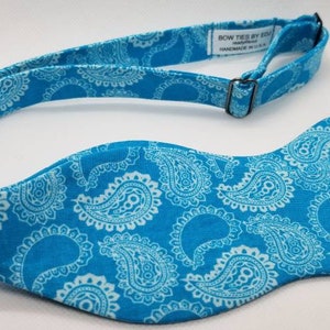 Turquoise Paisley Designer Freestyle BowTieByEDJ image 6