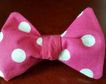 Pink Polka Dot Designer 2 -in- 1 Freestyle BowTieByEDJ