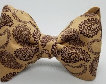 Brown Paisley Designer Freestyle BowTieByEDJ