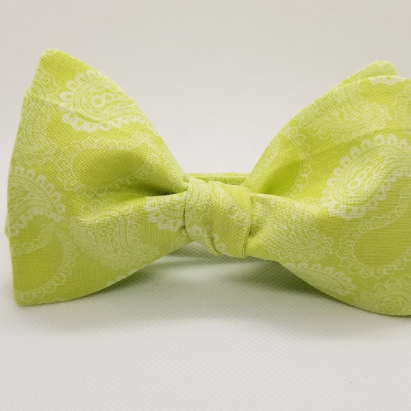 Lime Green Paisley Designer Freestyle BowTieByEDJ