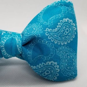 Turquoise Paisley Designer Freestyle BowTieByEDJ image 7