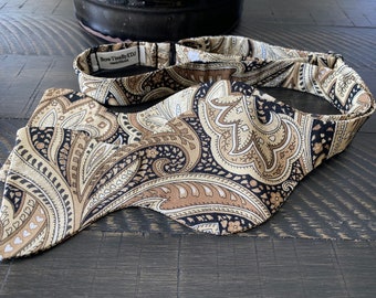 Black and Gold Paisley Designer Freestyle BowTieByEDJ