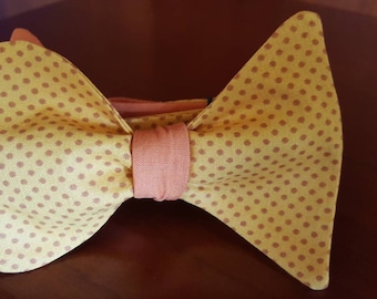 Gold Polka Dot 2 -in- 1 Freestyle BowTieByEDJ