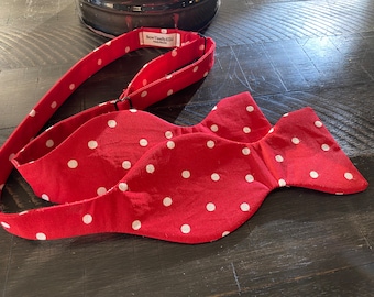 Red Polka Dot Designer Freestyle BowTieByEDJ