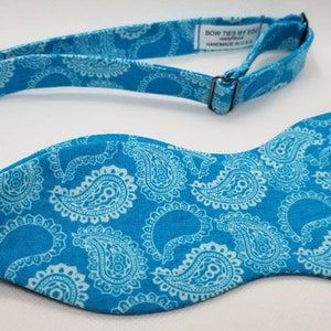 Turquoise Paisley Designer Freestyle BowTieByEDJ image 3