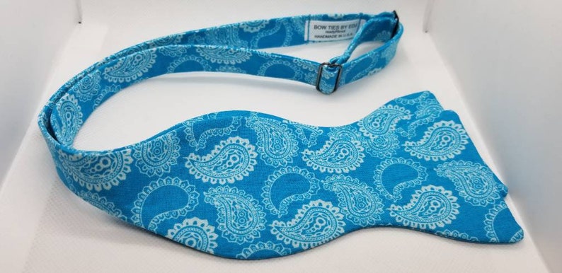 Turquoise Paisley Designer Freestyle BowTieByEDJ image 3