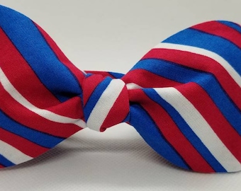 Red, White and Blue Stripe Designer Freestyle BowTieByEDJ