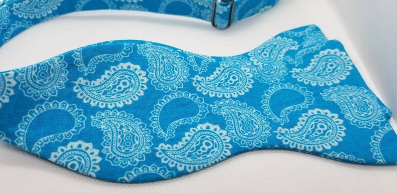 Turquoise Paisley Designer Freestyle BowTieByEDJ image 4