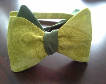 Mr. Green Paisley Designer 2 -in- 1 Freestyle BowTieByEDJ