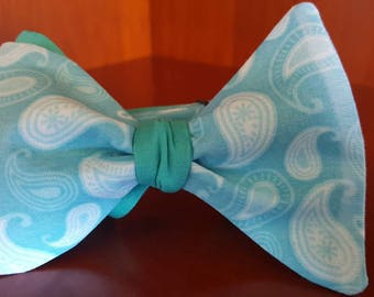 Turquoise Paisley Designer 2 -in- 1 Freestyle BowTieByEDJ