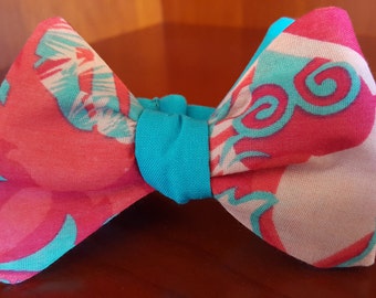 Pink and Turquoise Paisley 2-in-1 Freestyle Bowtie