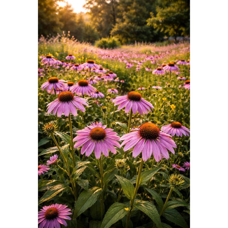 Echinacea paarse zonnehoed zaden, niet-genetisch gemodificeerd, traditioneel, meerjarig bloemtype, bloeiwijze voor in de tuin, variëteit afbeelding 5