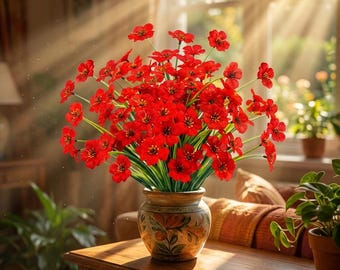 UV-beständige künstliche rote Blumen, künstliche Blüten für den Außenbereich zur Dekoration von Veranda und Terrasse