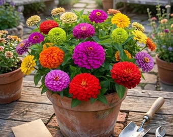 Gemischte Zinniensamen, farbenfrohe einjährige Blumen für Bauerngärten, Rabatten, Beete und Schnittblumengärten