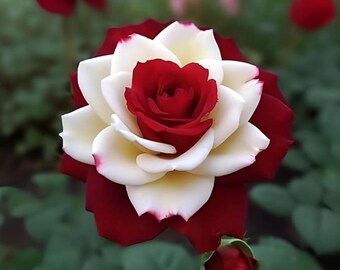 Zwillingsrosensamen (rot-weiß), alte Rosensorten für Bauerngärten und Schnittblumensträuße