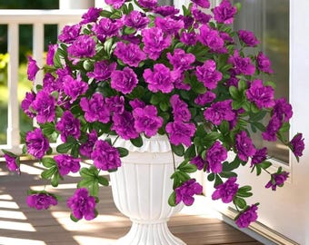 UV-beständige künstliche Azaleenblüten, lila künstliche Blüten für Veranda, Terrasse, Pflanzgefäße und Gartendekoration