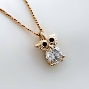 Small Gold Owl Necklace on vermeil chain.  Select Silver Owl or Gold Necklace on Sterling Silver chain-  Everyday necklace Dainty Delicate