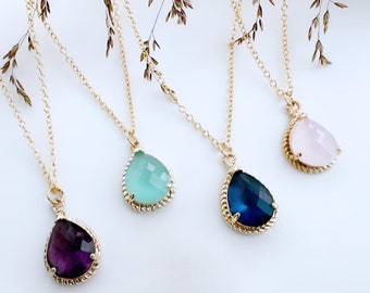 Gold necklace Mint Opal Necklace . 1 Stone  Mint Green Gold Necklace. Choose stone Color, Pink, Amethyst, Sapphire, Mint