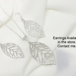 925 Sterling Silver leaves Earrings. Hypoallergenic. Choose Hinge Earring & Hook Earrings. Larg Leaf 31x 19mm Or Sm Leaf 26 x 15mm plus hook image 8