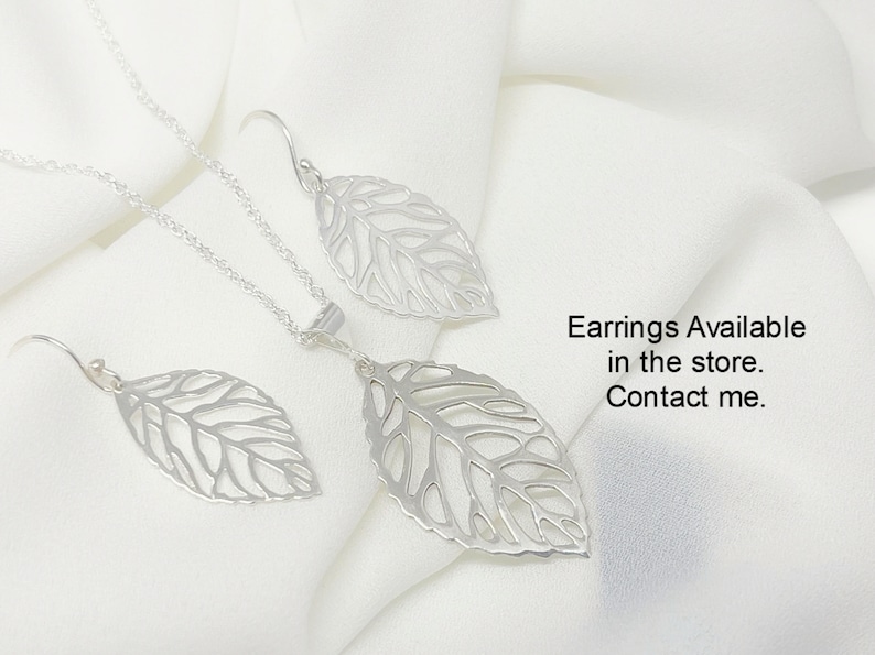 925 Sterling Silver leaves Earrings. Hypoallergenic. Choose Hinge Earring & Hook Earrings. Larg Leaf 31x 19mm Or Sm Leaf 26 x 15mm plus hook image 8