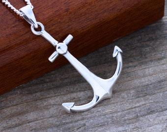 Fine 925 Sterling Silver Anchor necklace. Hypoallergenic, No Stainless Steel, NO Lead, Pewter or Nickel. Choose chain