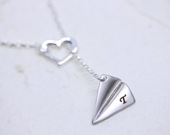 Gold Or Silver Plane Necklace, one direction necklace, One Direction to my Heart, Gold Plane Necklace plane necklace