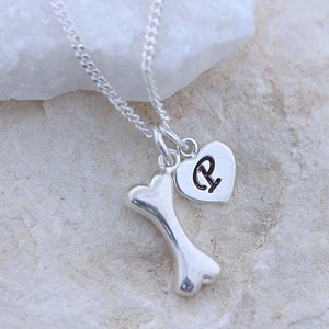 Sterling Silver Bone Necklace. Choose a Charm with Dog Bone. Choose chain image 1