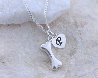 Sterling Silver Bone Necklace. Choose a Charm with Dog Bone. Choose chain