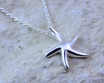 Sterling Silver Starfish Necklace. Choose Chain