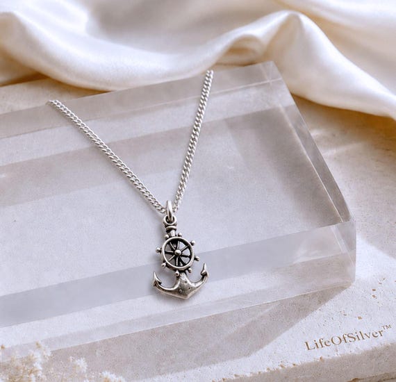 Sterling Silver Anchor Necklace, sterling silver anchor pendant necklace choose chain